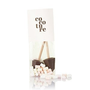 2stk. mørke chokosticks og micro marshmallow med hvid Cocoture stick