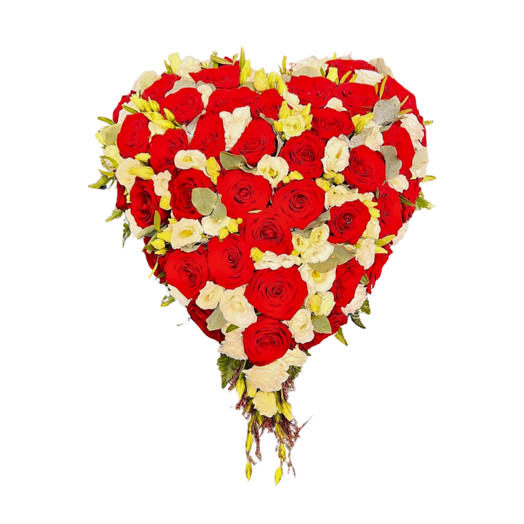 Rød & Hvid Hjerte – Tuana Blomster